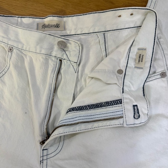 Madewell Tapered Wide Leg Frayed Crop High Rise Womens Jeans Size 28 light wash - Picture 8 of 12